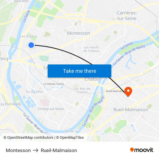 Montesson to Rueil-Malmaison map