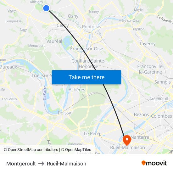 Montgeroult to Rueil-Malmaison map