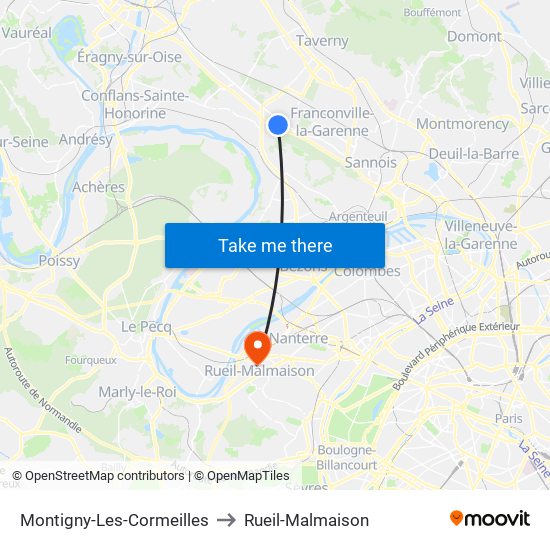 Montigny-Les-Cormeilles to Rueil-Malmaison map