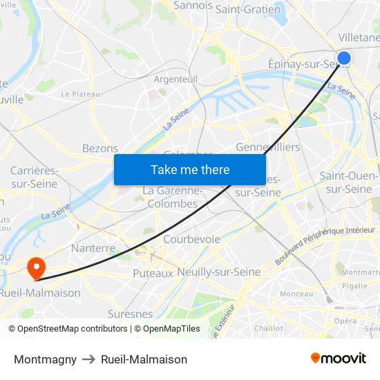 Montmagny to Rueil-Malmaison map