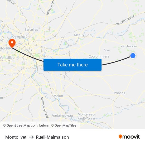 Montolivet to Rueil-Malmaison map