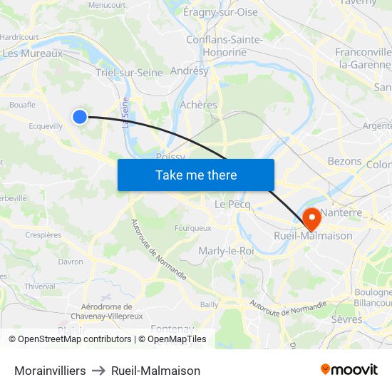 Morainvilliers to Rueil-Malmaison map