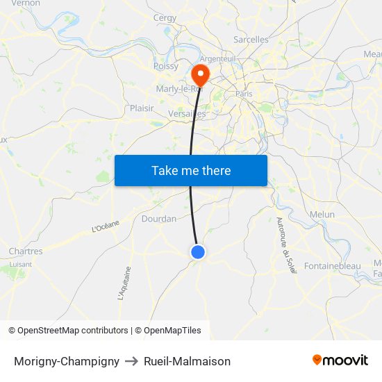 Morigny-Champigny to Rueil-Malmaison map