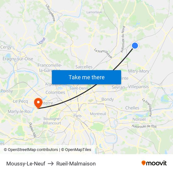 Moussy-Le-Neuf to Rueil-Malmaison map