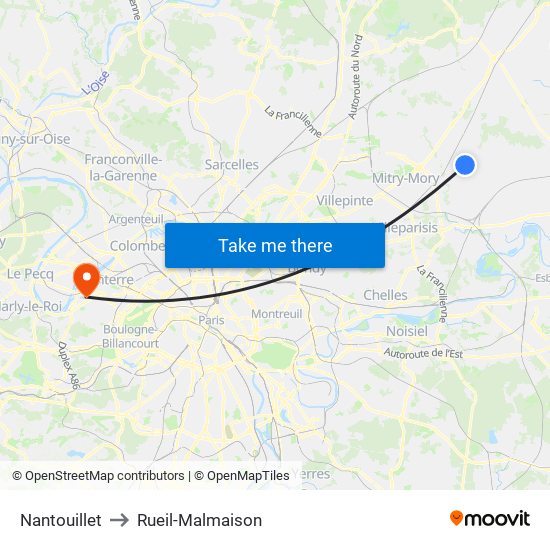 Nantouillet to Rueil-Malmaison map