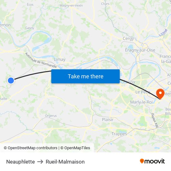 Neauphlette to Rueil-Malmaison map