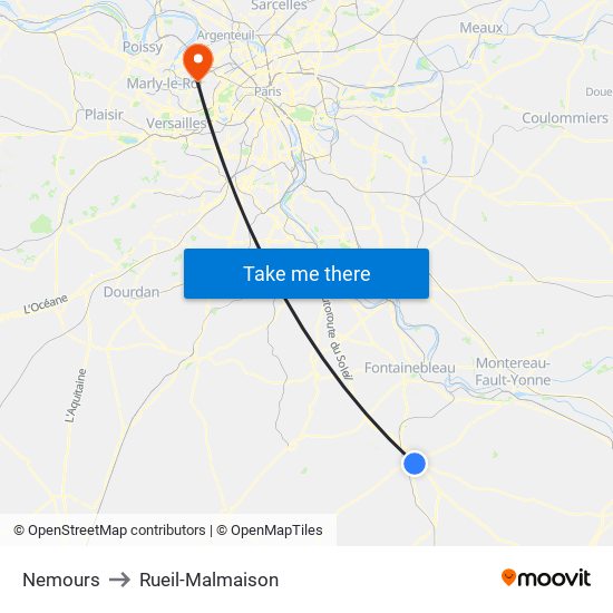 Nemours to Rueil-Malmaison map