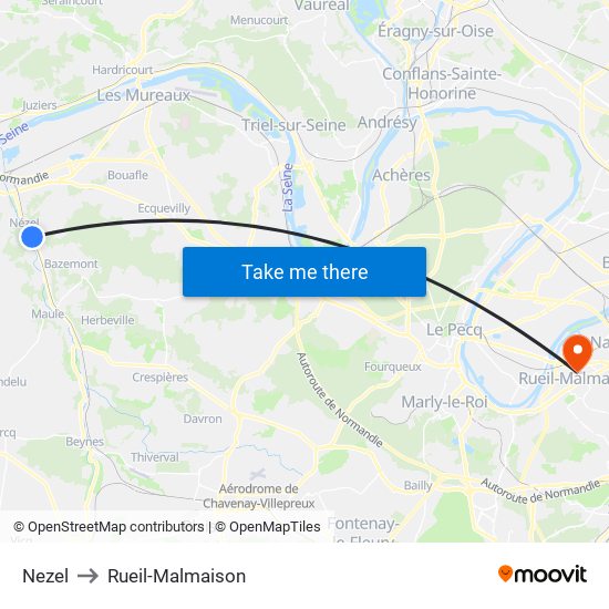 Nezel to Rueil-Malmaison map