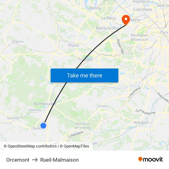 Orcemont to Rueil-Malmaison map