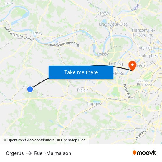 Orgerus to Rueil-Malmaison map