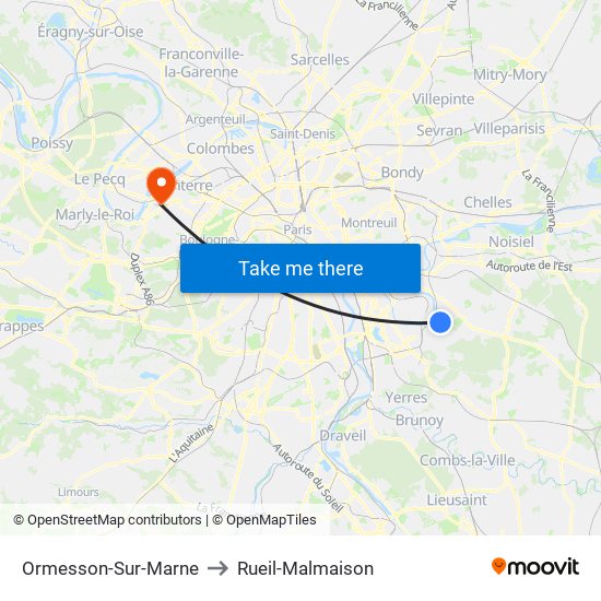 Ormesson-Sur-Marne to Rueil-Malmaison map