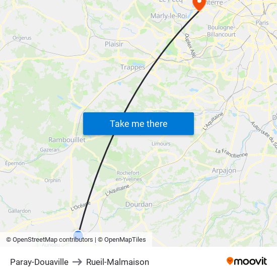 Paray-Douaville to Rueil-Malmaison map