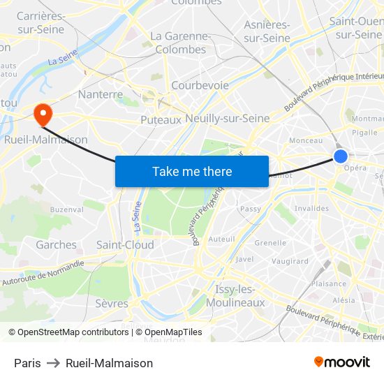 Paris to Rueil-Malmaison map