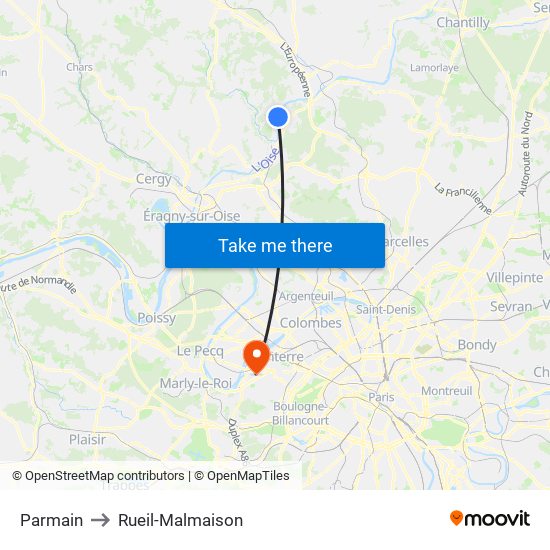 Parmain to Rueil-Malmaison map