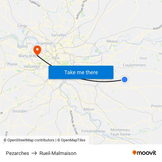 Pezarches to Rueil-Malmaison map