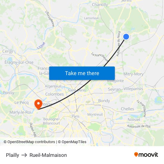 Plailly to Rueil-Malmaison map
