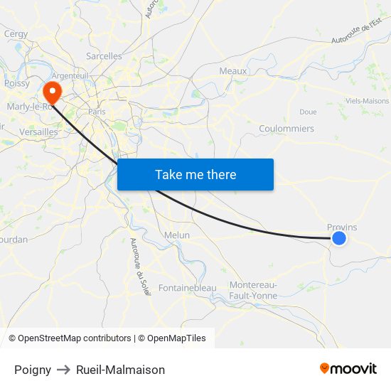 Poigny to Rueil-Malmaison map