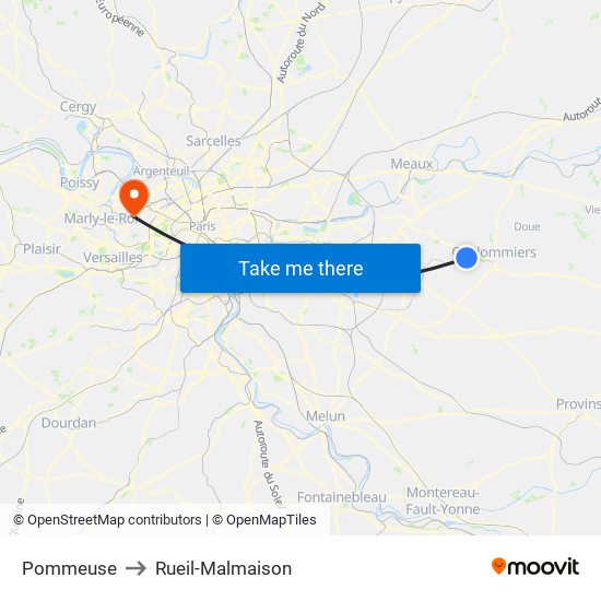 Pommeuse to Rueil-Malmaison map