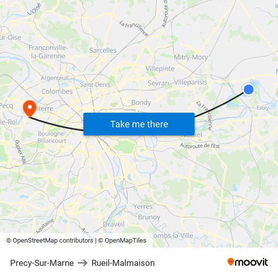 Precy-Sur-Marne to Rueil-Malmaison map