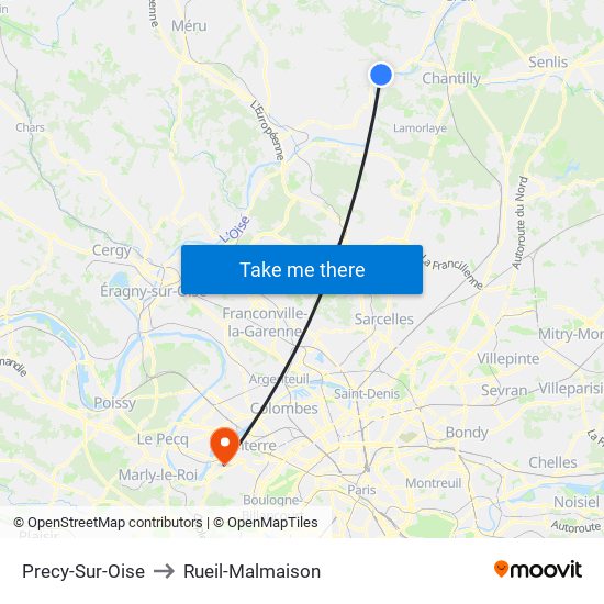 Precy-Sur-Oise to Rueil-Malmaison map