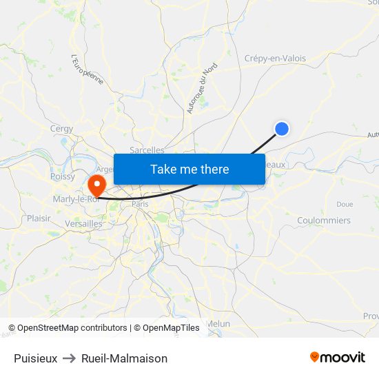 Puisieux to Rueil-Malmaison map