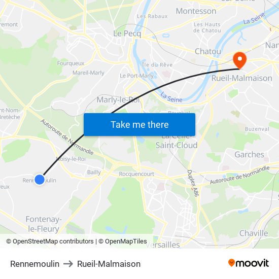 Rennemoulin to Rueil-Malmaison map