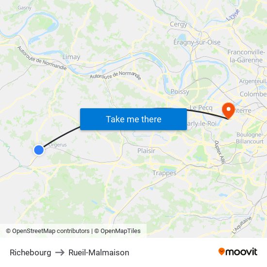 Richebourg to Rueil-Malmaison map