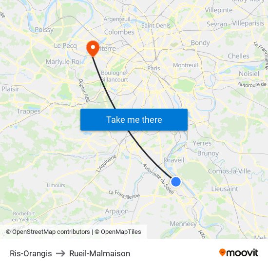 Ris-Orangis to Rueil-Malmaison map