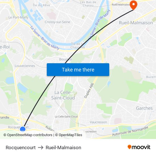 Rocquencourt to Rueil-Malmaison map