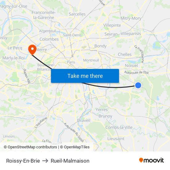 Roissy-En-Brie to Rueil-Malmaison map