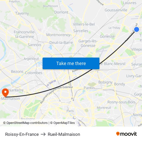 Roissy-En-France to Rueil-Malmaison map