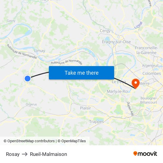 Rosay to Rueil-Malmaison map