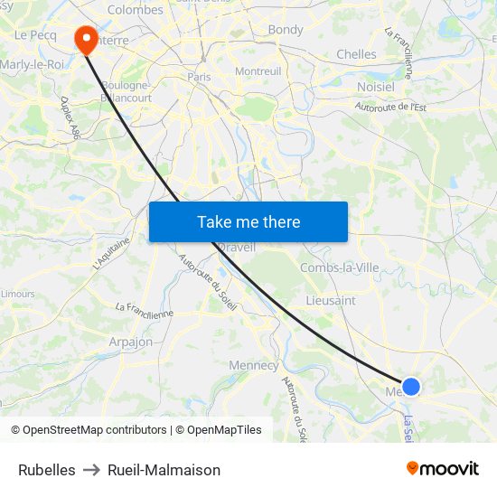 Rubelles to Rueil-Malmaison map