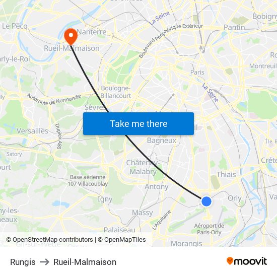 Rungis to Rueil-Malmaison map