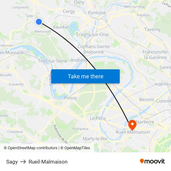 Sagy to Rueil-Malmaison map