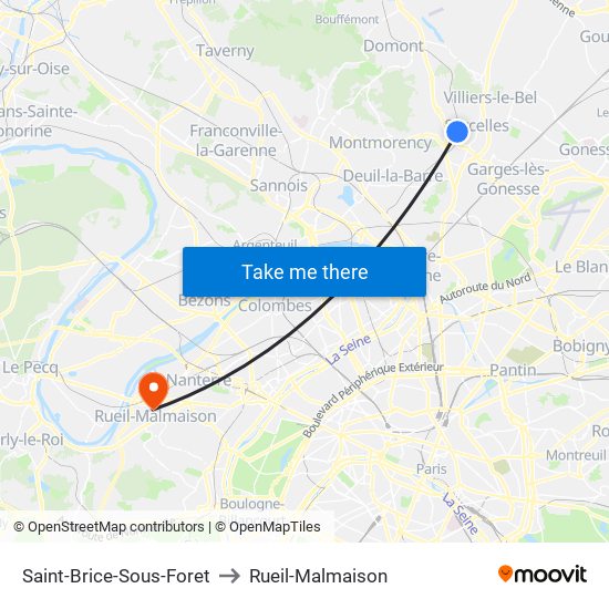 Saint-Brice-Sous-Foret to Rueil-Malmaison map