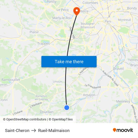 Saint-Cheron to Rueil-Malmaison map
