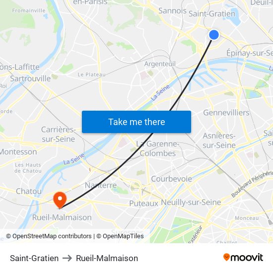 Saint-Gratien to Rueil-Malmaison map