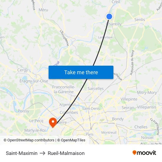 Saint-Maximin to Rueil-Malmaison map