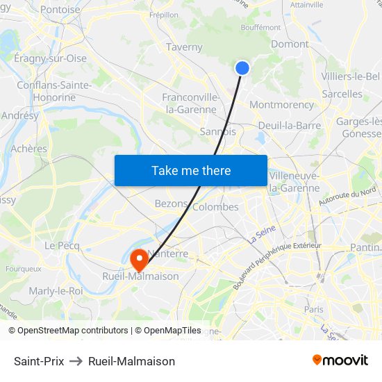 Saint-Prix to Rueil-Malmaison map