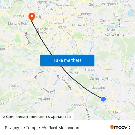 Savigny-Le-Temple to Rueil-Malmaison map