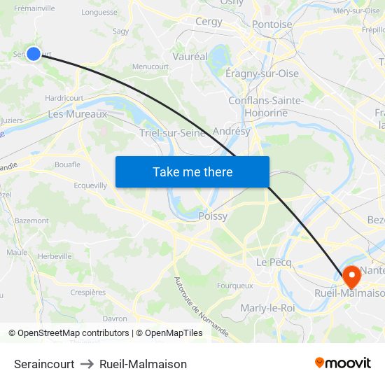 Seraincourt to Rueil-Malmaison map