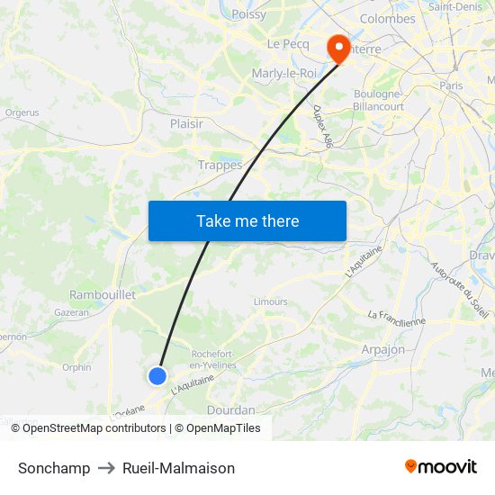 Sonchamp to Rueil-Malmaison map