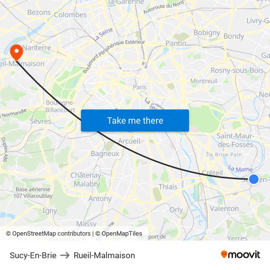 Sucy-En-Brie to Rueil-Malmaison map