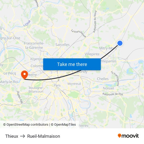 Thieux to Rueil-Malmaison map