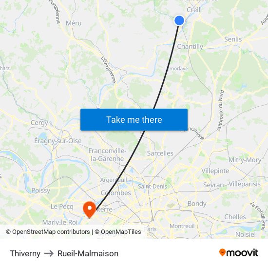 Thiverny to Rueil-Malmaison map