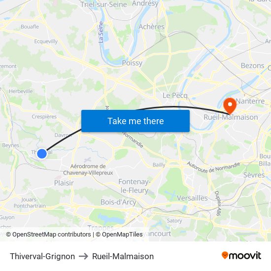 Thiverval-Grignon to Rueil-Malmaison map