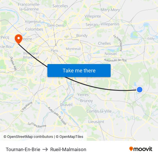 Tournan-En-Brie to Rueil-Malmaison map