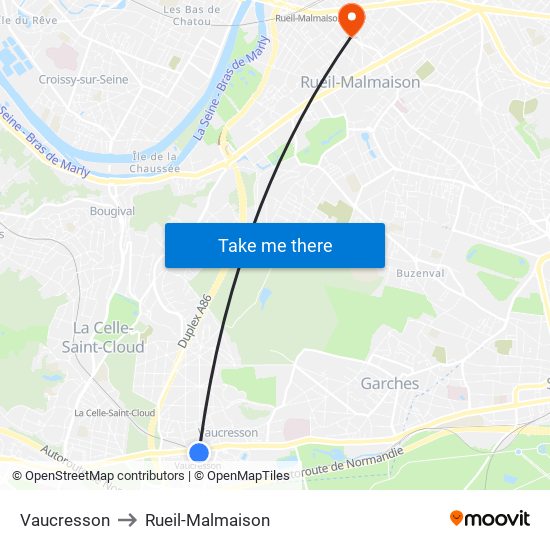 Vaucresson to Rueil-Malmaison map