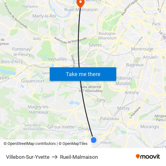 Villebon-Sur-Yvette to Rueil-Malmaison map